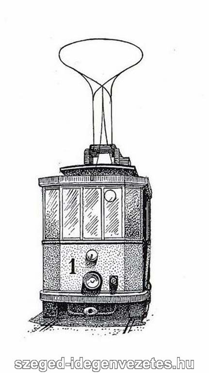 233 Az első szegedi villamos (1908, Somorjai F. rajza)
